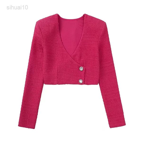 women short blazers 2022 spring vintage woven double breasted long sleeve jacket female casual blazer women l220725, Black;brown
women short blazers 2022 spring vintage woven double breasted long sleeve jacket female casual blazer women l220725, Black;brown
