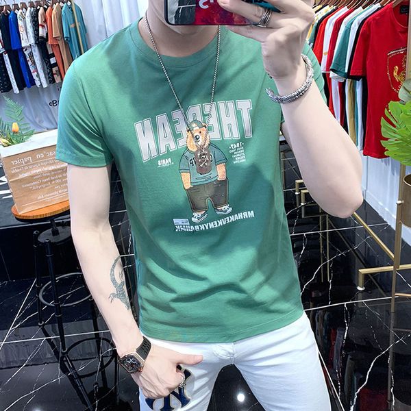 fashion t shirt 2022 summer new short sleeves slim personality trend net red bear print half sleeve plus size, White;black
fashion t shirt 2022 summer new short sleeves slim personality trend net red bear print half sleeve plus size, White;black