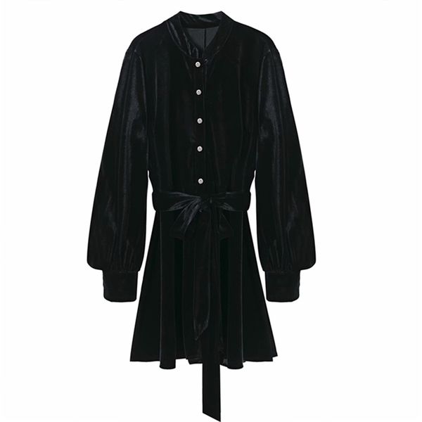 women spring autumn velvet mini dress long sleeve sashes bow tie buttons solid female elegant shirts dresses vestidos 210513, Black;gray
women spring autumn velvet mini dress long sleeve sashes bow tie buttons solid female elegant shirts dresses vestidos 210513, Black;gray