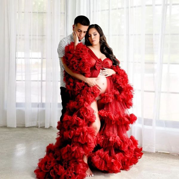 red prom dresses boho style tulle maternity robes for p shoot layered ruffle long sleeve pregnancy evening gowns, Black
red prom dresses boho style tulle maternity robes for p shoot layered ruffle long sleeve pregnancy evening gowns, Black