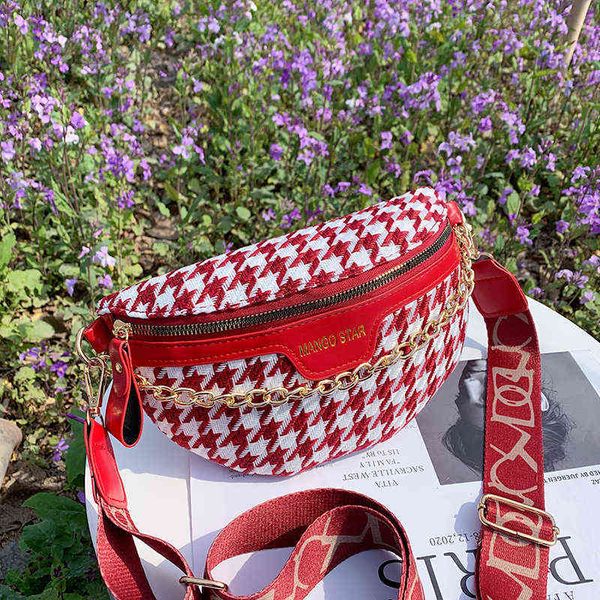 elegant houndstooth plaid chain waist bags for women stylish canvas packs female fanny pack wide strap crossbody chest bag 220527
elegant houndstooth plaid chain waist bags for women stylish canvas packs female fanny pack wide strap crossbody chest bag 220527
