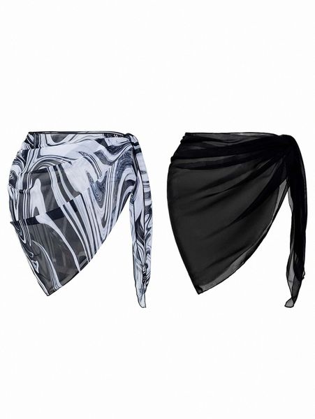 2pack chiffon cover up skirt i56f#, White;black