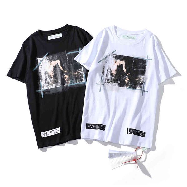 chao brand ow short sleeve off religious t-shirt summer men's casual, White;black 
chao brand ow short sleeve off religious t-shirt summer men's casual, White;black