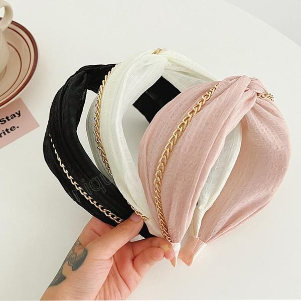 fashion women headwear wide side cross knot headbands hairband alloy chain middle turban hair accessories, Silver
fashion women headwear wide side cross knot headbands hairband alloy chain middle turban hair accessories, Silver