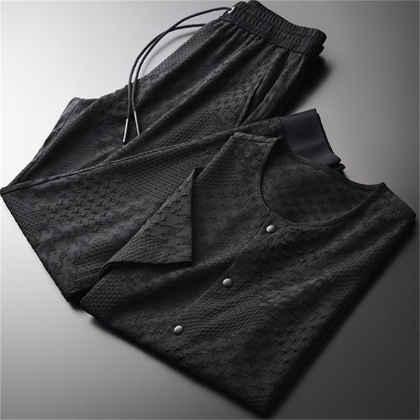 minglu summer mens sets t-shirtpants luxury yarn-dyed single breasted short sleeve man sets plus size 4xl slim fit mens sets 201210, Gray
minglu summer mens sets t-shirtpants luxury yarn-dyed single breasted short sleeve man sets plus size 4xl slim fit mens sets 201210, Gray