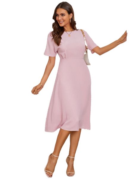 solid zipper back a-line dress 61ow#, Black;gray
solid zipper back a-line dress 61ow#, Black;gray