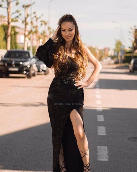 mermaid prom dresses 2022 robe de bal femme longue one sleeve split evening gowns, Black;red
mermaid prom dresses 2022 robe de bal femme longue one sleeve split evening gowns, Black;red