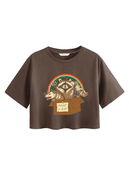 romwe x vincenttrinidadart animal graphic tee u5w4#, White 
romwe x vincenttrinidadart animal graphic tee u5w4#, White