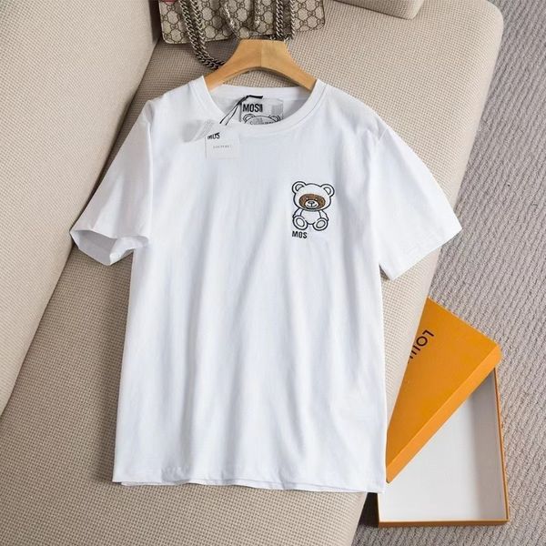 designer tide brand mos men's t shirt summer round neck short sleeve lining classic embroidery bear cotton bottoming pullover couple ca, White;black
designer tide brand mos men's t shirt summer round neck short sleeve lining classic embroidery bear cotton bottoming pullover couple ca, White;black