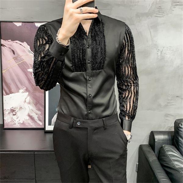 lace hollow shirts for men long sleeve slim fit streetwear social party blouse nightclub singer dj clothing camisas para hombre 220330, White;black
lace hollow shirts for men long sleeve slim fit streetwear social party blouse nightclub singer dj clothing camisas para hombre 220330, White;black