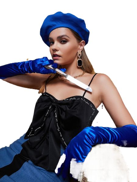 x aini yang letter graphic big bow front cami o8v5#, White
x aini yang letter graphic big bow front cami o8v5#, White