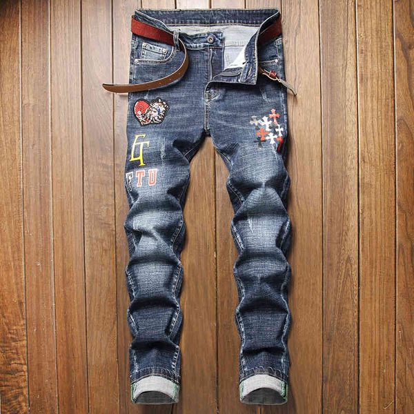 men's jeans autumn men's jeans personalized embroidery elastic slim fit pants trend fhwa, Blue
men's jeans autumn men's jeans personalized embroidery elastic slim fit pants trend fhwa, Blue