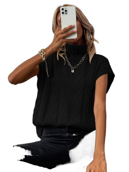 solid turtleneck knit 69mo#, White;black