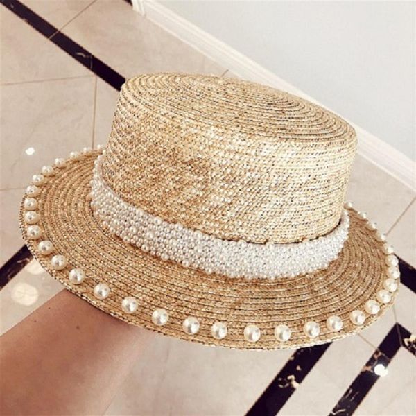 fashion design grass straw caps summer flat brim vintage elegant pearl adjustable hats for woman ladies235c, Blue;gray
fashion design grass straw caps summer flat brim vintage elegant pearl adjustable hats for woman ladies235c, Blue;gray