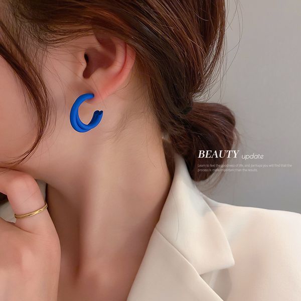 925 silver needle geometric c- shaped blue color ribbon stud earrings korean fresh girl earrings simple all-match temperament eardrop, Golden
925 silver needle geometric c- shaped blue color ribbon stud earrings korean fresh girl earrings simple all-match temperament eardrop, Golden