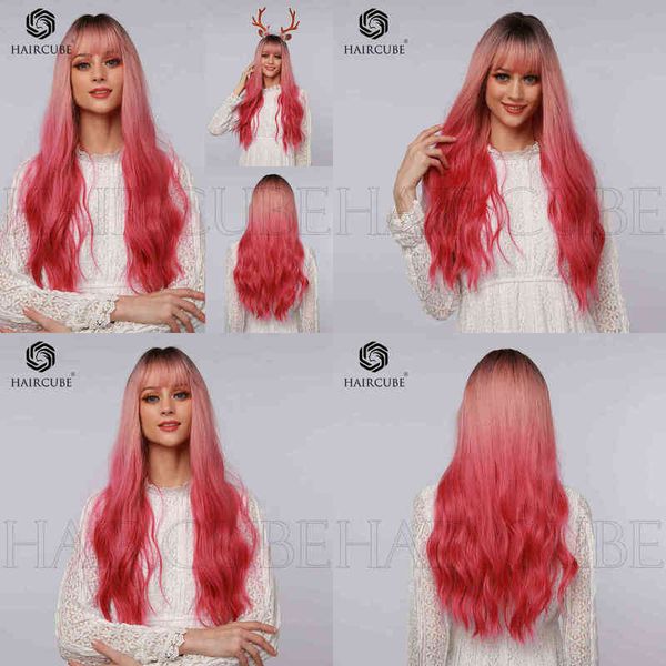 high temperature silk material women's wig brown gradient red qi bangs long curly style 220527, Black
high temperature silk material women's wig brown gradient red qi bangs long curly style 220527, Black