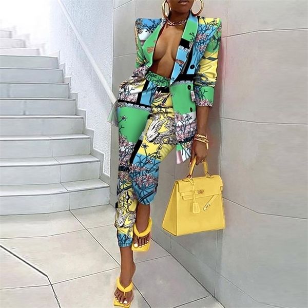 women long sleeve coat and pencil pants two piece set casual autumn streetwear button suit female colorful print loose lapel 220315, White
women long sleeve coat and pencil pants two piece set casual autumn streetwear button suit female colorful print loose lapel 220315, White