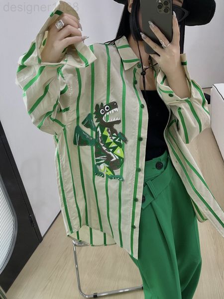 women's blouses & shirts designer 22 early spring new niche heavy industry embroidery small dinosaur stripe shirt loose contrast color, White
women's blouses & shirts designer 22 early spring new niche heavy industry embroidery small dinosaur stripe shirt loose contrast color, White