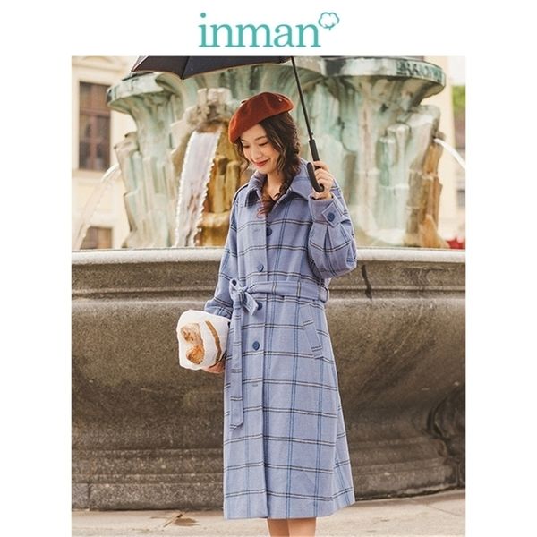 inman spring autumn sheep wool retro plaid turn down collar all matched women long woolen coat 201215, Black
inman spring autumn sheep wool retro plaid turn down collar all matched women long woolen coat 201215, Black