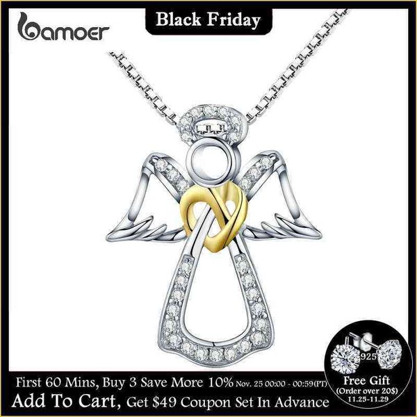 bamoer authentic 925 guardian angel heart pendant necklaces dazzling cz luxury sterling silver jewelry scn123, Black
bamoer authentic 925 guardian angel heart pendant necklaces dazzling cz luxury sterling silver jewelry scn123, Black
