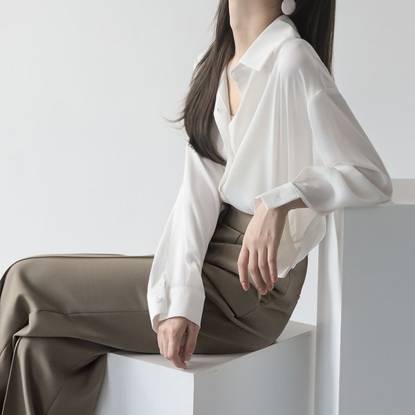 women's blouses & shirts dropped shoulder long-sleeved shirt autumn new simple commuter loose silhouette shirt, White
women's blouses & shirts dropped shoulder long-sleeved shirt autumn new simple commuter loose silhouette shirt, White