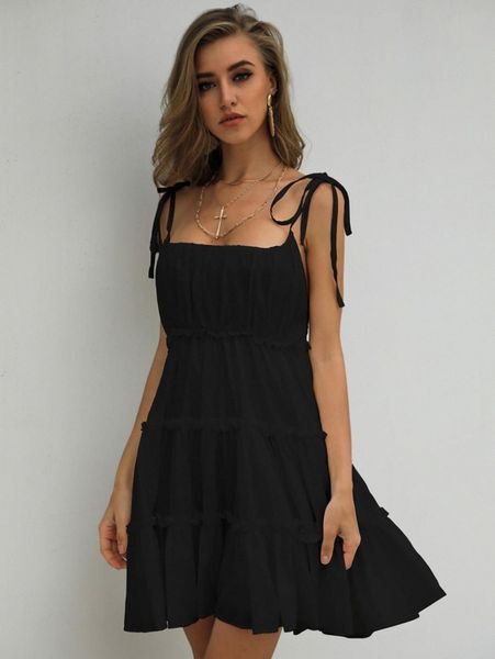 missord knot straps frill trim cami dress v5f3#, Black;gray
missord knot straps frill trim cami dress v5f3#, Black;gray