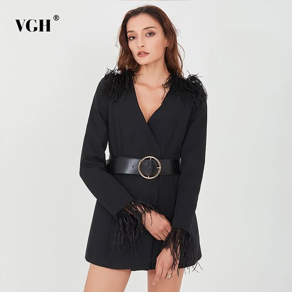 black elegant dress for women notched flare long sleeve high waist patchwork feather mini dresses female 210507, Black;gray
black elegant dress for women notched flare long sleeve high waist patchwork feather mini dresses female 210507, Black;gray