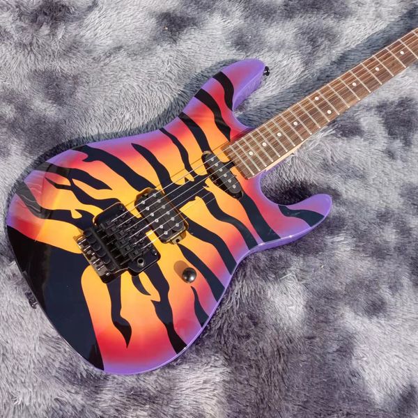 custom japan george lynch black tiger stripe yellow electric guitar dot inlay, flyod rose tremolo & locking nut, black hardw
custom japan george lynch black tiger stripe yellow electric guitar dot inlay, flyod rose tremolo & locking nut, black hardw