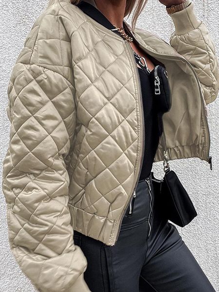 women's jackets autumn cotton zipper cropped jacket women solid argyle long sleeve slim padded coat female casual fashion lady outerwea, Black;brown
women's jackets autumn cotton zipper cropped jacket women solid argyle long sleeve slim padded coat female casual fashion lady outerwea, Black;brown