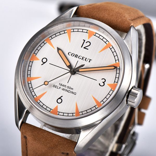 corgeut 41mm automatic mechanical watch men's waterproof leisure sports fine steel round pointer belt, Slivery;brown
corgeut 41mm automatic mechanical watch men's waterproof leisure sports fine steel round pointer belt, Slivery;brown