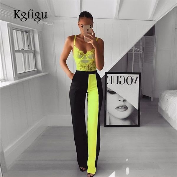 kgfigu office lady wear outfits summer neon green high waisted wide leg pants casual trousers women palazzo pants y200114, Black;white
kgfigu office lady wear outfits summer neon green high waisted wide leg pants casual trousers women palazzo pants y200114, Black;white