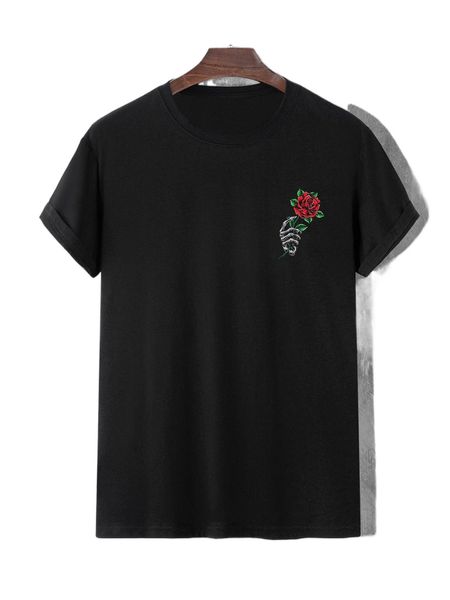 men skull & floral print tee f9q4#, White;black