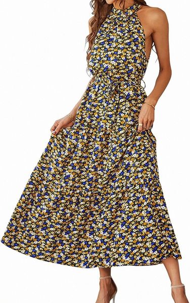 women's beach summer dresses sleeveless halter neck dress floral print causal boho party midi dresses with belt d2ms#, Black;gray
women's beach summer dresses sleeveless halter neck dress floral print causal boho party midi dresses with belt d2ms#, Black;gray