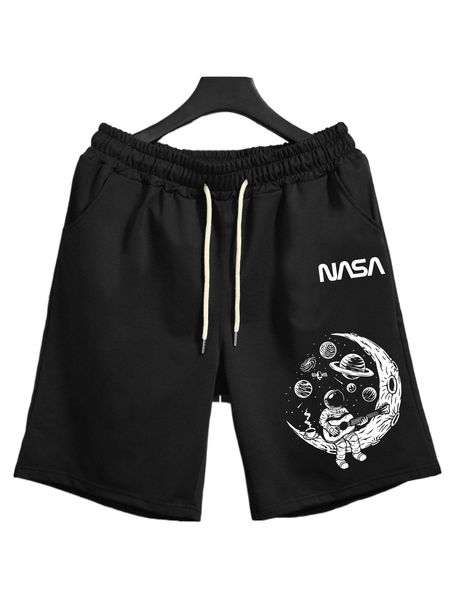 men letter & spaceman print drawstring waist shorts t1cy#, White;black
men letter & spaceman print drawstring waist shorts t1cy#, White;black