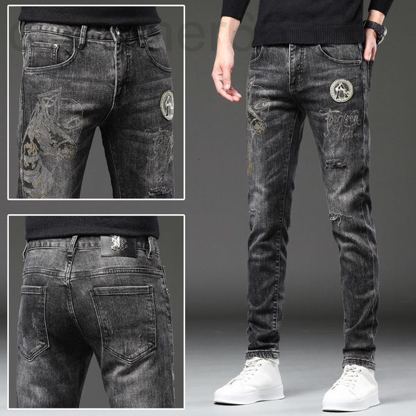 men's jeans designer pierced slim leggings trendy brand printed loose straight elastic long pants u623, Blue
men's jeans designer pierced slim leggings trendy brand printed loose straight elastic long pants u623, Blue