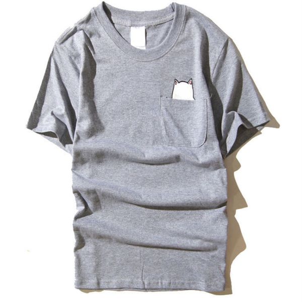 men's and women's cotton t-shirt tide brand broken pocket cat print short-sleeved t-shirt fashion casual loose ins hip hop, White;black
men's and women's cotton t-shirt tide brand broken pocket cat print short-sleeved t-shirt fashion casual loose ins hip hop, White;black