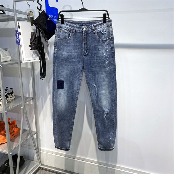 men's jeans designer spring and summer perforated splash ink men's jeans korean fashion slim fit small foot denim gtxs7776 zn5a, Blue
men's jeans designer spring and summer perforated splash ink men's jeans korean fashion slim fit small foot denim gtxs7776 zn5a, Blue
