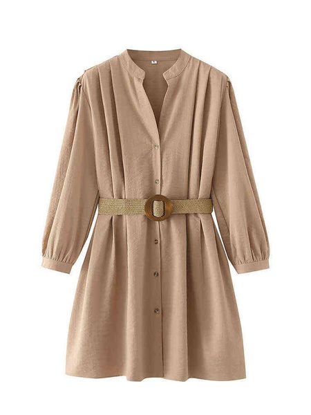 2022 spring women fashion solid dress vintage long sleeve single-breasted round v neck with belt female short dress l220714, Black;gray
2022 spring women fashion solid dress vintage long sleeve single-breasted round v neck with belt female short dress l220714, Black;gray