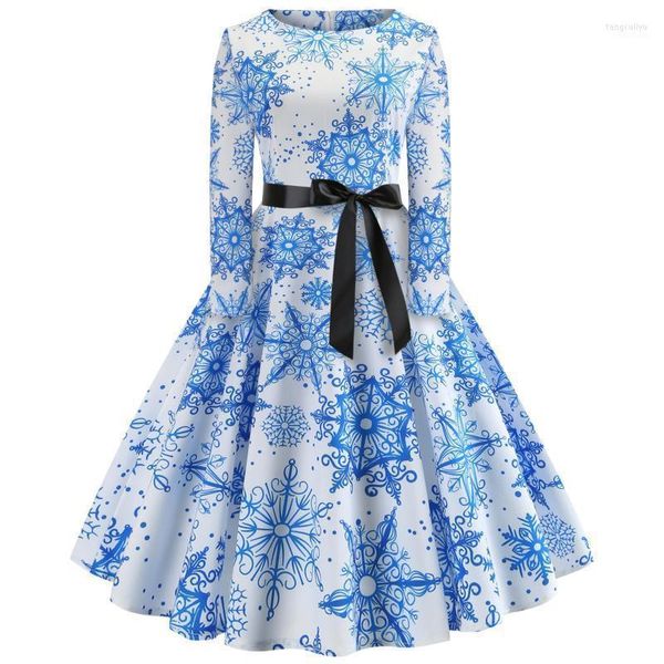 christmas snowflake pattern dresses print long sleeves big swing dress women winter year party elegant robe casual, Black;gray
christmas snowflake pattern dresses print long sleeves big swing dress women winter year party elegant robe casual, Black;gray