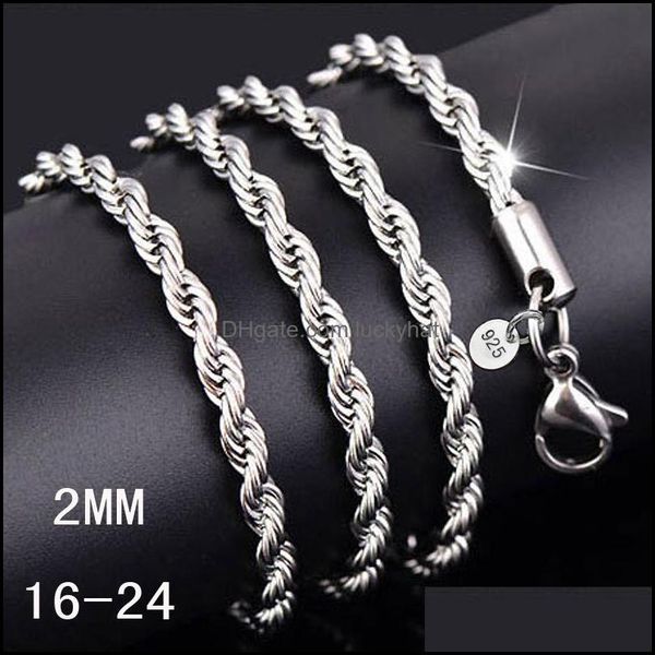 chains necklaces pendants jewelry 16-30inches 2mm 925 sterling sier twisted rope chain necklace for womenmen fashion diy in bk drop deliv, Silver
chains necklaces pendants jewelry 16-30inches 2mm 925 sterling sier twisted rope chain necklace for womenmen fashion diy in bk drop deliv, Silver