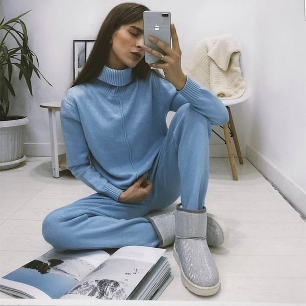 hlbcbg 2020 stylish knit suit womens casual solid two piece sets turtleneck mid line sweater pant tracksuit female suits lj201120, White
hlbcbg 2020 stylish knit suit womens casual solid two piece sets turtleneck mid line sweater pant tracksuit female suits lj201120, White