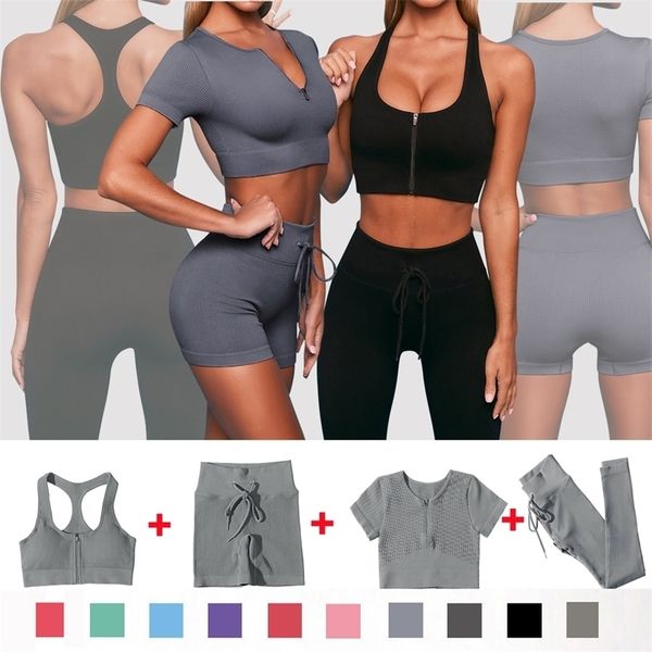 2/3/5 pcs yoga set leggings women tracksuit gym clothing zipper seamless sportswear high waist sports suits fitness s 220317, Gray
2/3/5 pcs yoga set leggings women tracksuit gym clothing zipper seamless sportswear high waist sports suits fitness s 220317, Gray