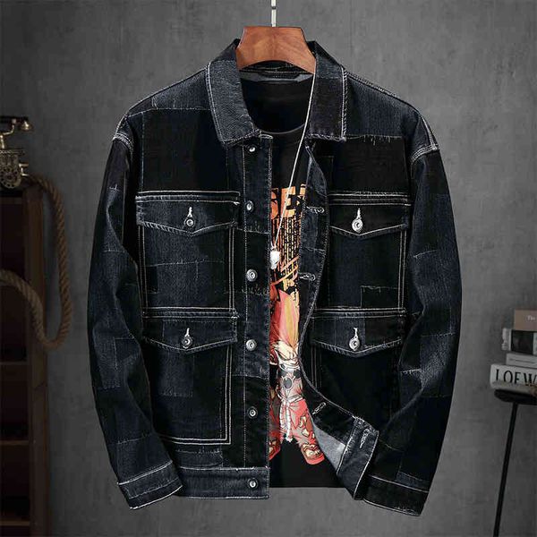 men's jackets autumn handsome plaid color matching denim jacket men's trend korean version bright line fashion neat casual cz0f, Black;brown
men's jackets autumn handsome plaid color matching denim jacket men's trend korean version bright line fashion neat casual cz0f, Black;brown