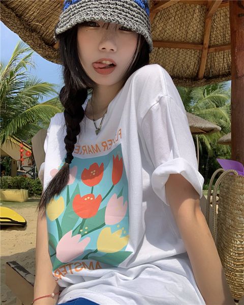 women's t-shirt basic floral printed women's t-shirts summer korean fashion female white black short sleeve loose bf harajuku top
women's t-shirt basic floral printed women's t-shirts summer korean fashion female white black short sleeve loose bf harajuku top