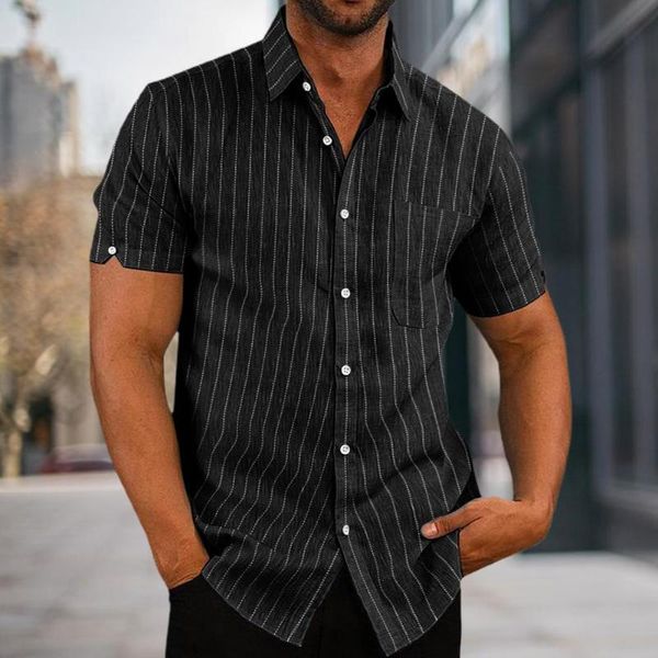 men's casual shirts business men shirt formal turn-down collar single-breasted stripe print slim fit summer men's clothing street, White;black
men's casual shirts business men shirt formal turn-down collar single-breasted stripe print slim fit summer men's clothing street, White;black