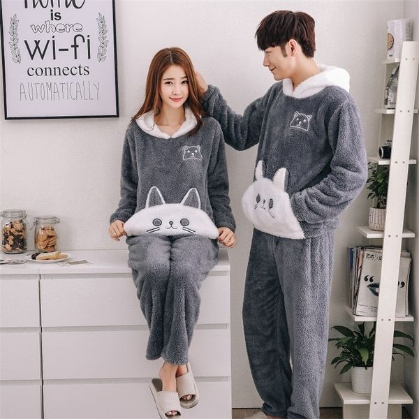 flannel couples plush pajamas set winter thicker hooded men pyjama set long pants cat animal cartoon printed pijamas hombre lj201112, Black;brown
flannel couples plush pajamas set winter thicker hooded men pyjama set long pants cat animal cartoon printed pijamas hombre lj201112, Black;brown
