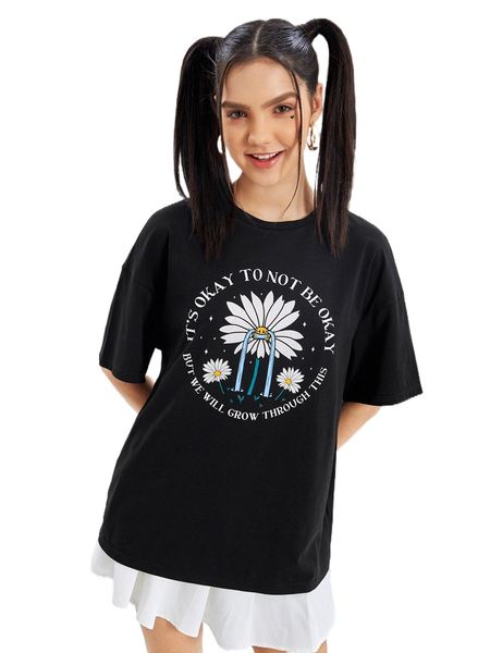 x vikilester floral & slogan graphic drop shoulder tee i0qh#, White
x vikilester floral & slogan graphic drop shoulder tee i0qh#, White