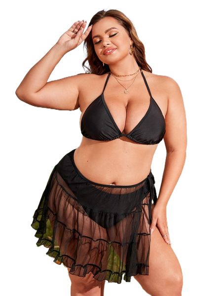 plus 3pack mesh insert halter triangle high waist bikini swimsuit & beach skirt a3ug#, White;black
plus 3pack mesh insert halter triangle high waist bikini swimsuit & beach skirt a3ug#, White;black