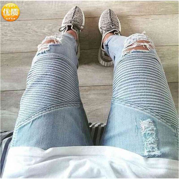 men's jeans high end street biker jeans three dimensional cutting slim elastic small foot motorcycle 8l9c, Blue
men's jeans high end street biker jeans three dimensional cutting slim elastic small foot motorcycle 8l9c, Blue