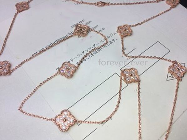 foreverever full diamond chains four leaf clover ten flower jewelry sweater chain 18k gold process chain length 100cm 3 colors, Silver
foreverever full diamond chains four leaf clover ten flower jewelry sweater chain 18k gold process chain length 100cm 3 colors, Silver